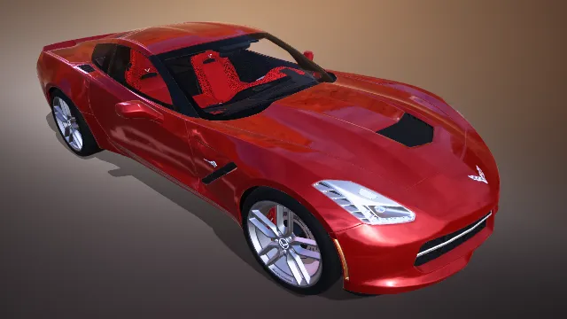 雪佛兰科尔维特风格的红色敞篷超跑模型 红色涂装、敞篷设计、超跑造型、雪佛兰元素