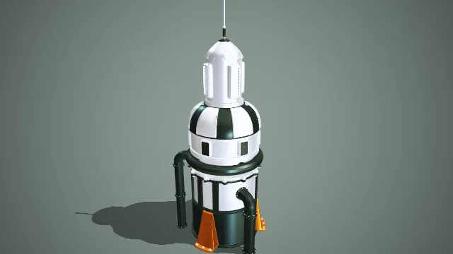 科幻风多层结构火箭造型模型