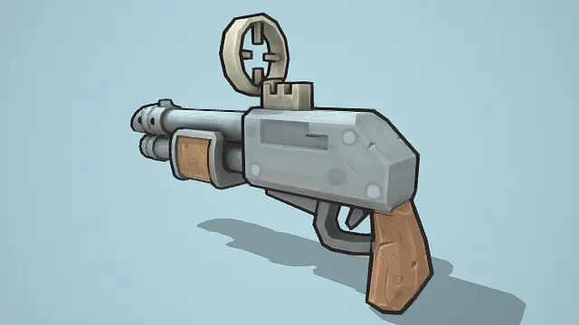 3D卡通风格枪械模型,创意设计(3D枪械、卡通风格、复古硬朗风,枪械设计主题)