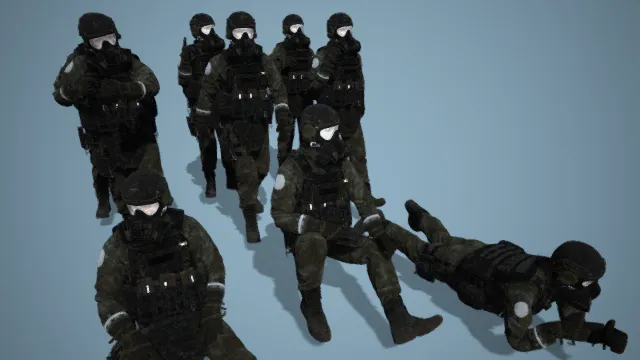 生化部队  战斗人员  武装  军事  绑定poses