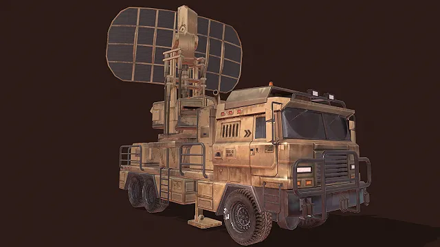 军用沙漠预警雷达车