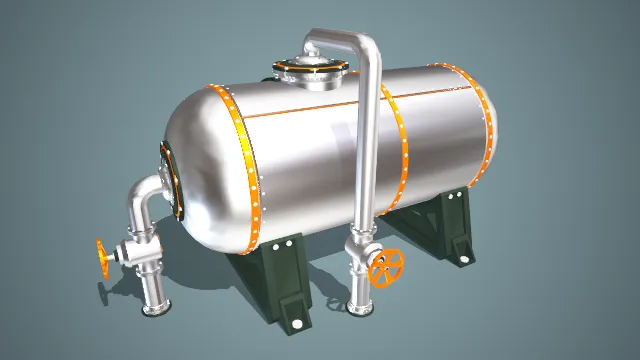 工业风卧式金属罐体3d模型