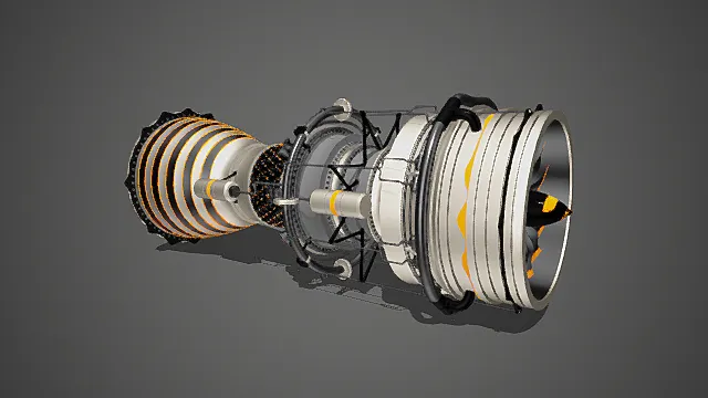 涡轮机 涡扇发动机 喷气发动机 3D模型