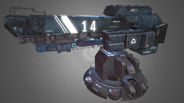 自动炮台 枪械 武器模型 pbr模型 游戏模型