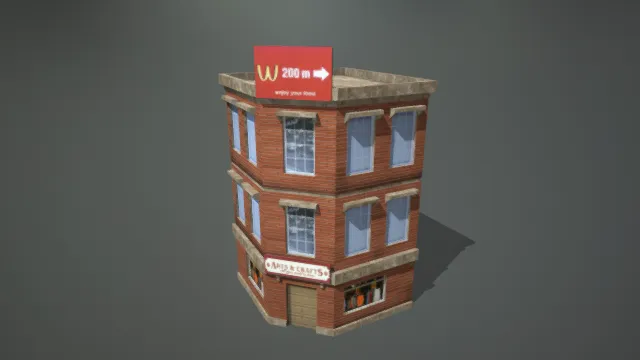 商店 西方建筑 街边楼房 砖楼