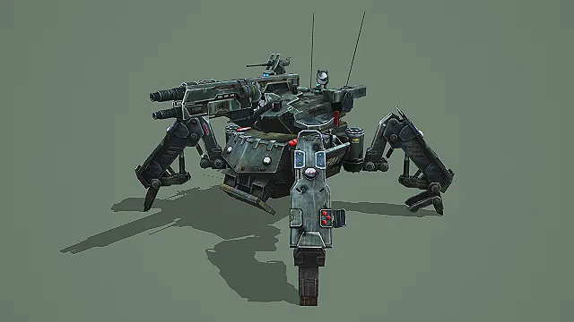 科幻机甲 多足机械战甲 大型双管枪械 军事机甲