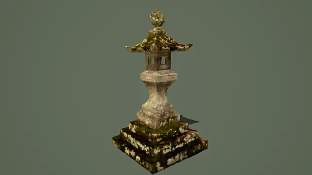 3D写实风日式石灯模型，创意设计（3D物品、写实风格、古朴自然，文化主题，物品元素）