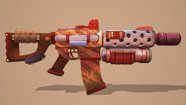 3D卡通风格科幻步枪模型,创意设计(3D枪械、卡通风格、炫酷科幻风)
