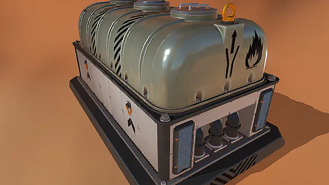 工业模型 散热器 管道 警示牌 燃料