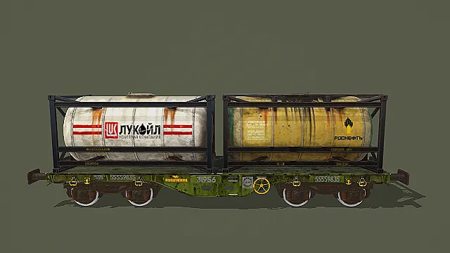 俄罗斯石油运输铁路平板罐车3D模型