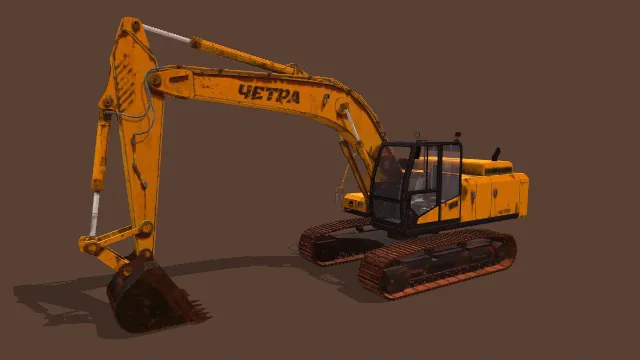 ЧЕТРА品牌橙黑配色履带式挖掘机3D模型