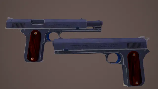 3D卡通风格手枪模型,创意设计(3D枪械、卡通风格、复古武器风,枪械设计主题)