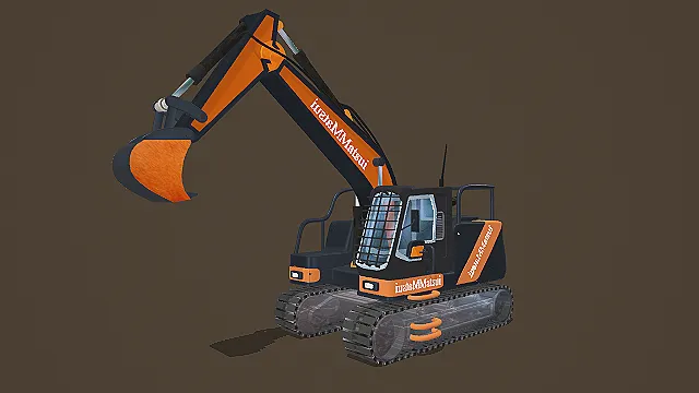 Matsui品牌橙黑配色履带式挖掘机3D模型