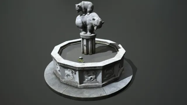 熊熊喷泉 石头建筑 场景部件