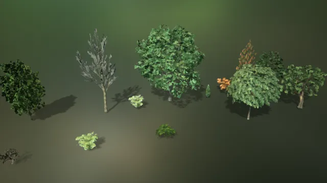 草地 山树 植被 植物 枯树 大叶树木 果树 简易树木模型