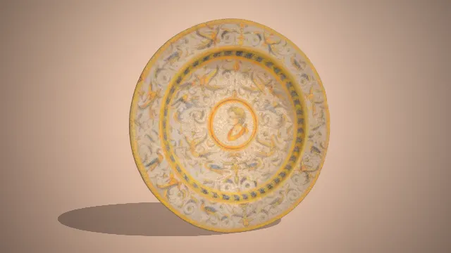 复古黄色带花纹盘子