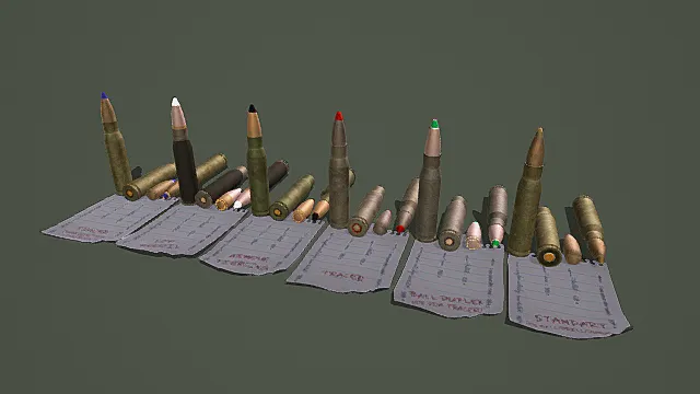 军事风格北约5.56mm弹药套装3D模型