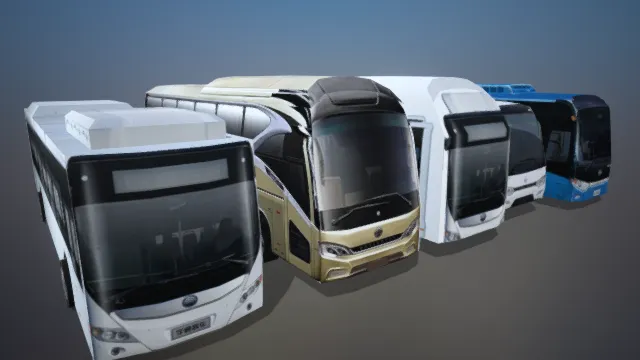 大巴 公交车 四辆汽车 公共交通 交通工具 汽车