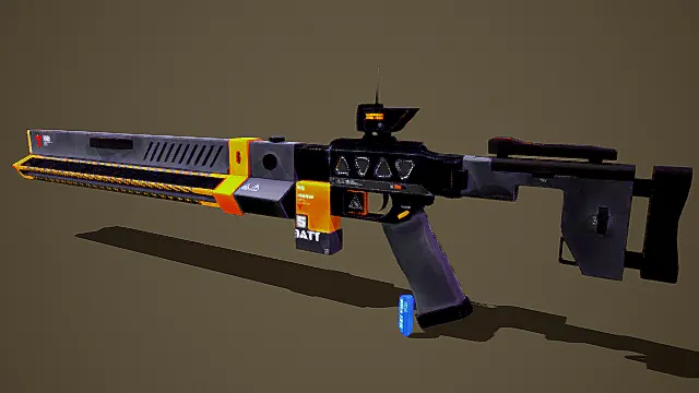 科幻风格彩色枪械3D模型,未来设计(多彩外观、独特造型、科幻元素、细节装饰 )