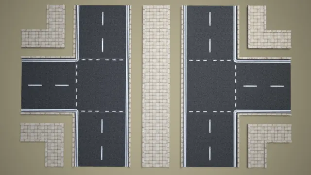 道路 地标线 道路线 写实贴图 路线标识 丁字路口