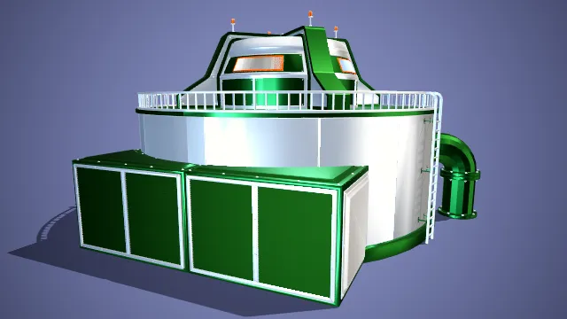 带操作室的工业大型圆柱形设备