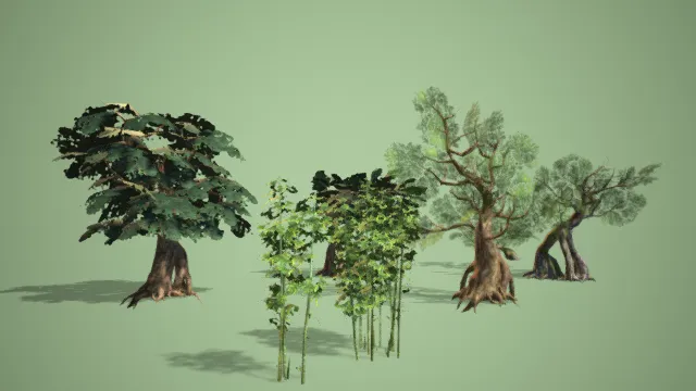 竹子 松树 大树 热带雨林树木 山树 简易树木模型