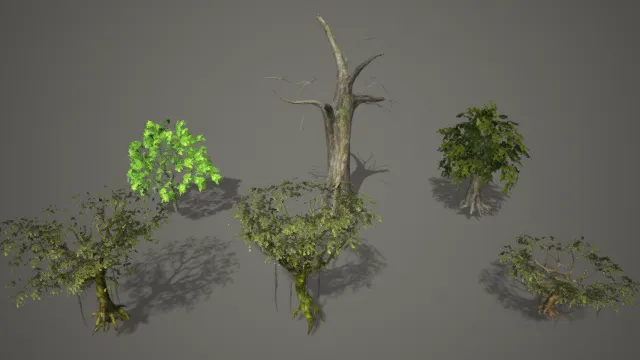 枯树 树木 柳树 园区植被树木 大叶树木 简易树木模型