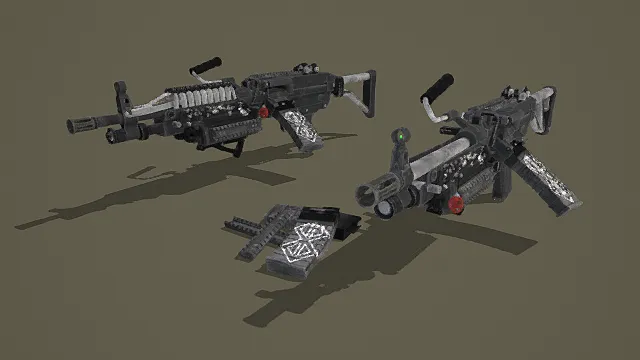 军事风格定制版M249轻机枪套装3D模型