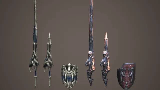 长矛 短矛 盾牌 冷兵器 游戏道具 士兵武器 魔法武器