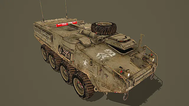 军事风格美军斯特瑞克装甲车3D模型