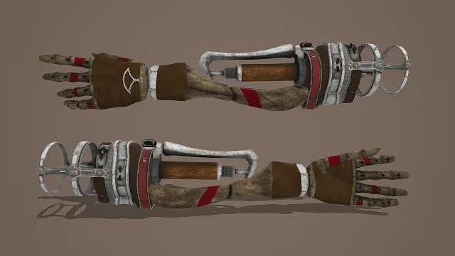 3D卡通风格机械战斗假肢模型,创意设计(3D假肢、卡通风格、科幻风,假肢设计主题)