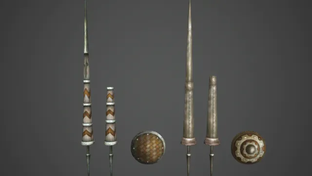 长矛 短矛 盾牌 冷兵器 游戏道具 士兵武器 魔法武器