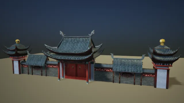 牌楼 大门口 门楼 围墙 写实建筑 古代建筑