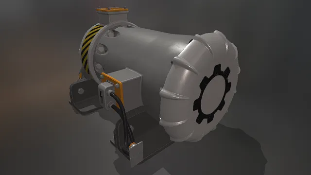 工业模型 圆柱形 电箱 警示牌 大电缆