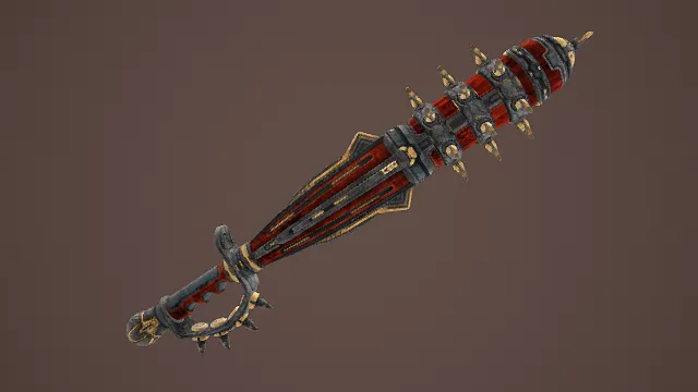 3D卡通风格奇幻狼牙棒武器模型,创意设计(3D武器、卡通风格、奇幻风,武器设计主题)