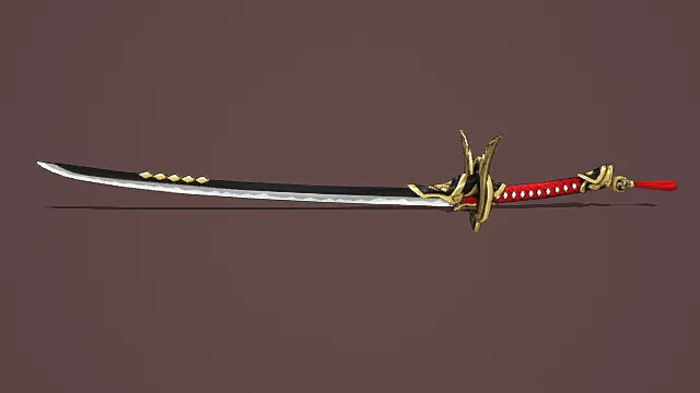 和风风格鎏金太刀3D模型