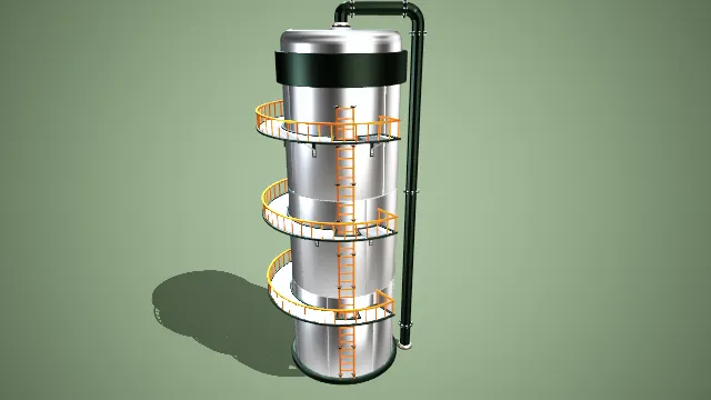 多层平台立式工业罐体3d模型