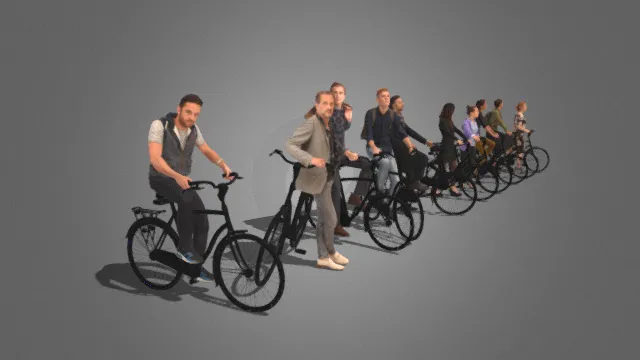 欧式 骑自行车 男女人物