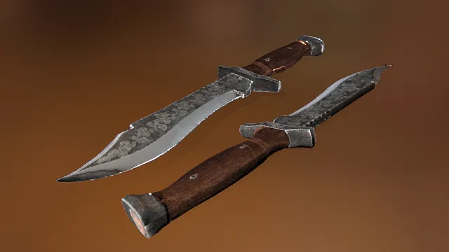刀 成对 仿真 匕首 金属感 木柄