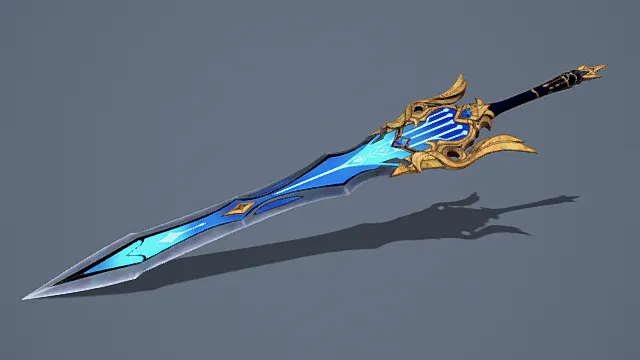 奇幻风格蓝晶圣剑3D模型