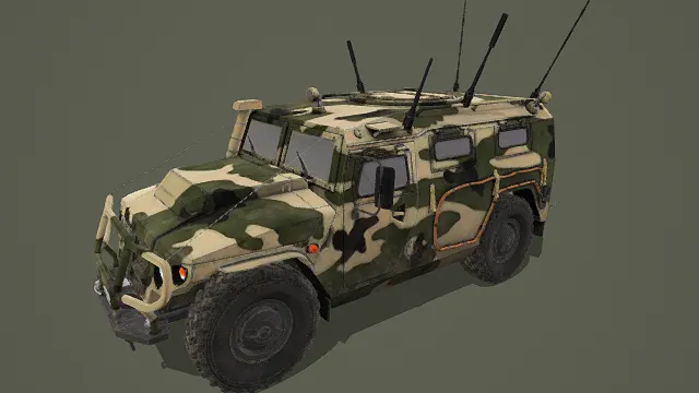 迷彩军用越野车(通信型)3D模型