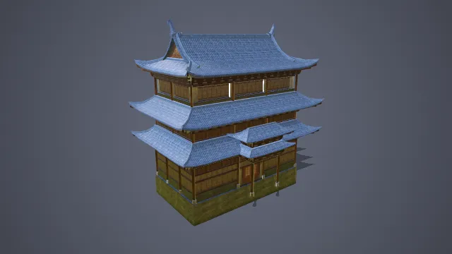 三层建筑 写实模型 古风建筑 古风模型