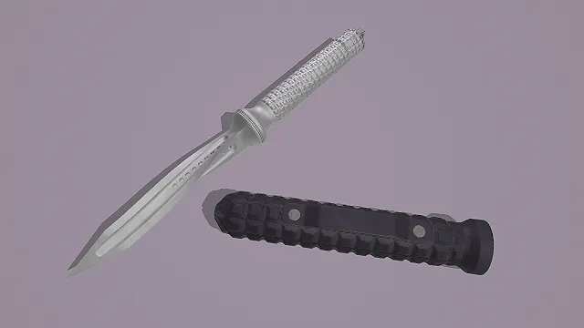 战术风格匕首(含黑色防滑刀鞘)3D模型