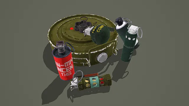 军事风格爆破道具套装3D模型