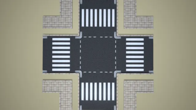 道路 地标线 道路线 写实贴图 路线标识 十字路口