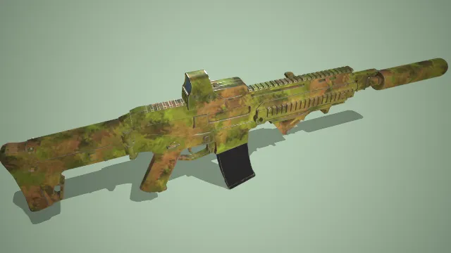 迷彩绿色突击步枪 红点 消音 枪械 武器
