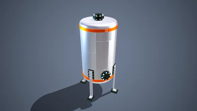 立式带橙环多接口工业储罐模型