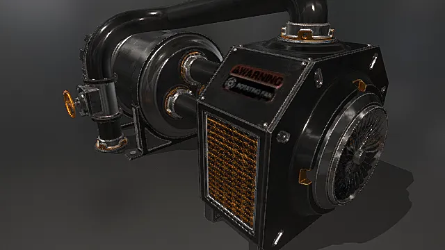 工业模型 散热器 管道 警示牌 电箱 发动机