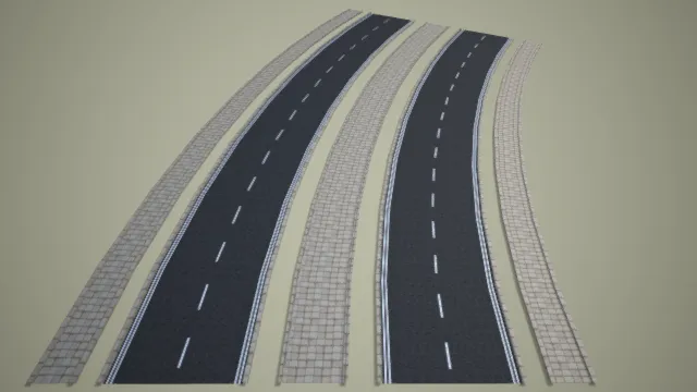 道路 地标线 道路线 写实贴图 路线标识 双弯曲道路