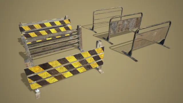 障碍物 警示牌 木牌子 栅栏 铁器